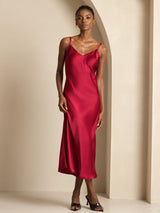 [Vin] SilkSilky-SE Spaghetti Strap V Neck Klänning 001