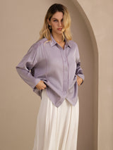 [Lila] SilkSilky-SE Long Sleeve Lapel Collar Blus 001