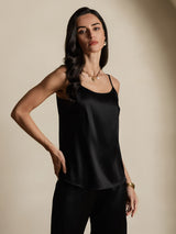 [Svart] SilkSilky-SE Spaghetti Strap Cami Toppar 004