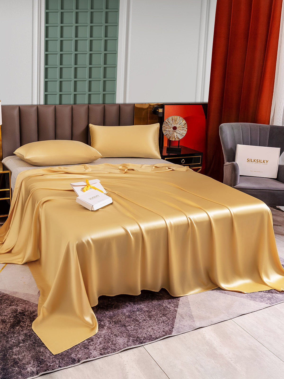 [Champagne] SilkSilky-SE 25Momme Rent Silke Bedding Set 003