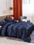 SilkSilky SE 19Momme Rent Silke Bedding Set Mörkblå 003