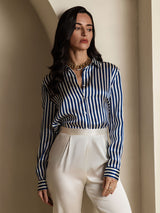 [Marin Rand] SilkSilky-SE Long Sleeve Lapel Collar Damskjorta 006