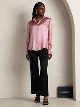 [Rosa Rand] SilkSilky-SE Long Sleeve Lapel Collar Damskjorta 008