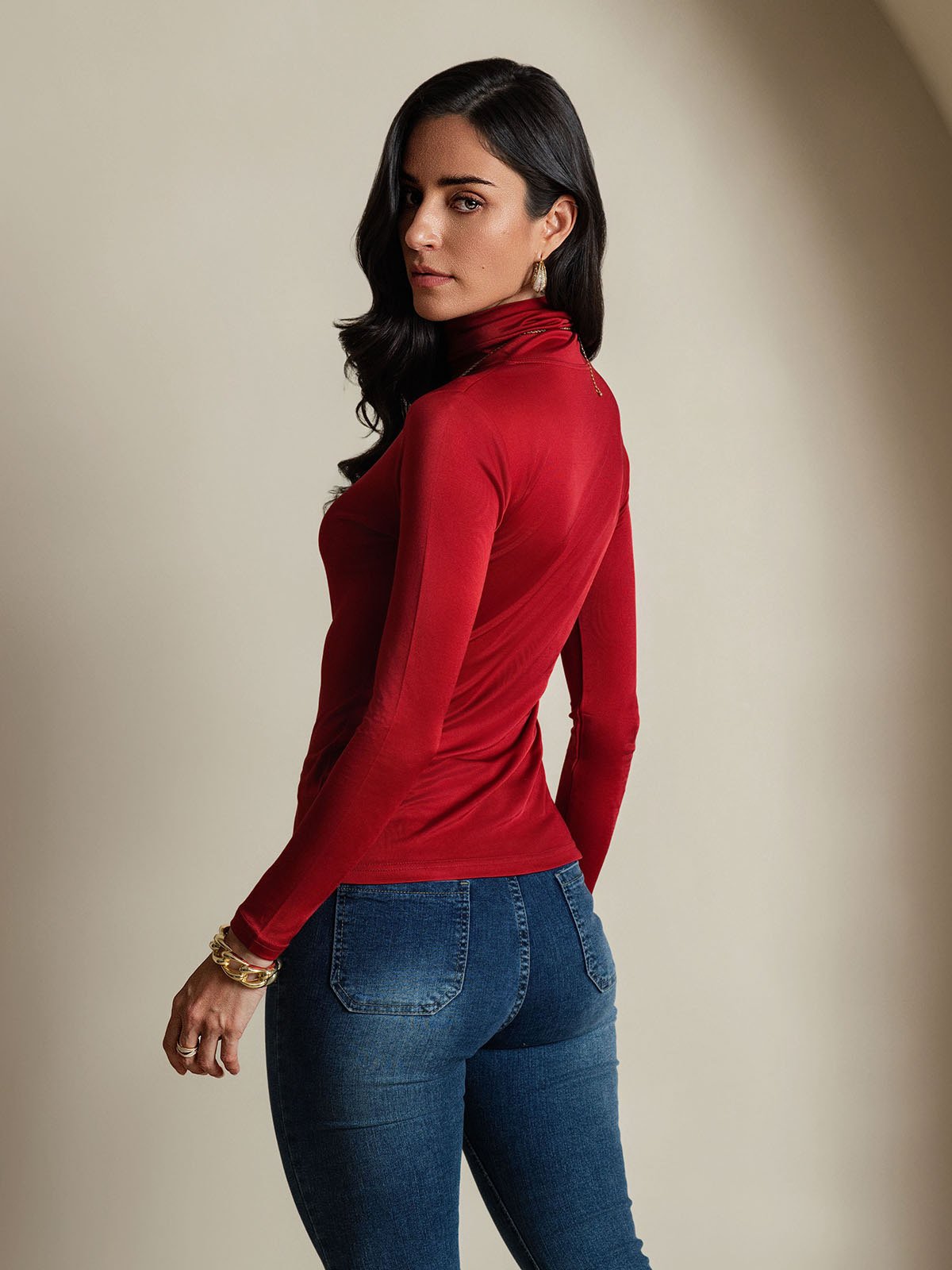 [Vin] SilkSilky-SE Lång Ärm Polotröja Dam T-Shirt 002