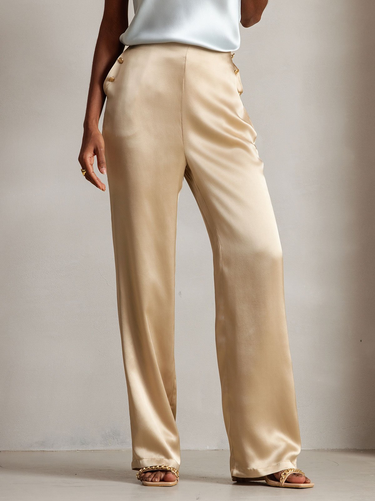 [Champagne] SilkSilky-SE 19Momme Silke Womens Pants 009