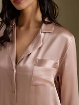 [Toscana] SilkSilky-SE Long Sleeve Lapel Collar Dam Sömnskjorta 004