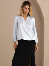 [Ljusblå] SilkSilky-SE Long Sleeve Blouse 001