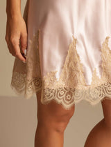 [Rosa] SilkSilky-SE Spaghetti Strap V Neck Nattlinne 005