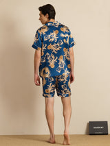 [Navy Drake] SilkSilky-SE Short Sleeve Notchkrage Herr Pyjama 004
