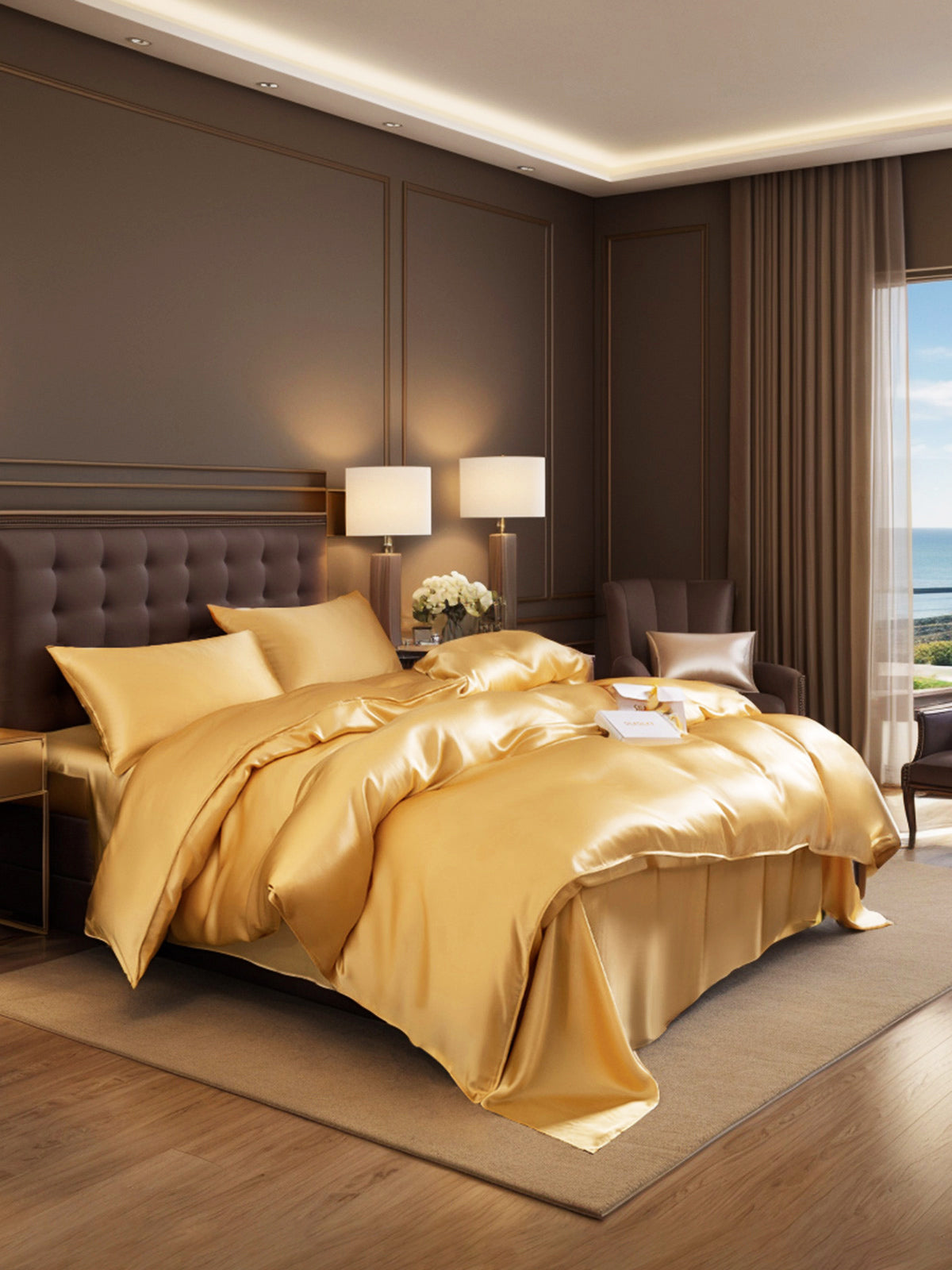 [Champagne] SilkSilky-SE 19Momme Rent Silke Bedding Set 002