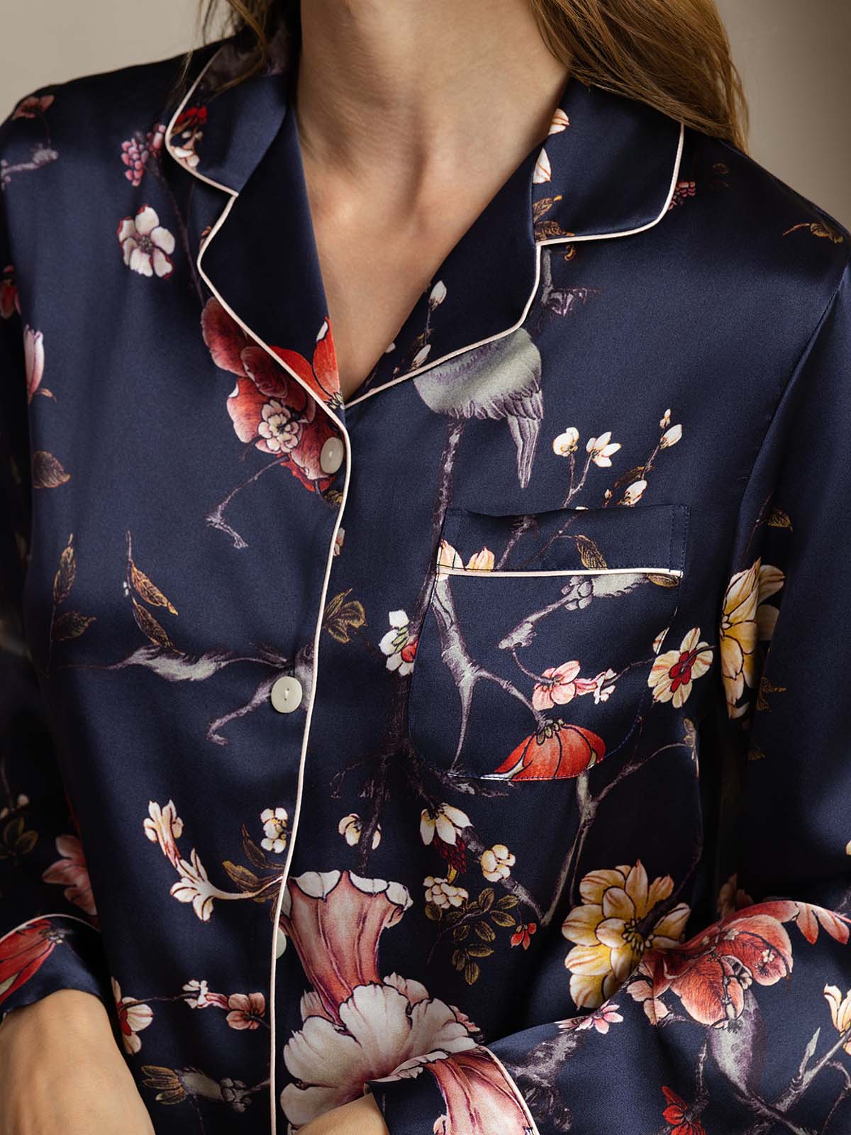 [Marin Blommor] SilkSilky-SE Rent Silke Womens Pajamas 005,