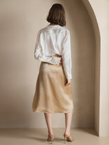 [Vit] SilkSilky-SE Long Sleeve Lapel Collar Damskjorta 002