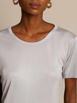 [Silver] SilkSilky-SE Kort Ärm Rund Halsringning Dam T-Shirt 004