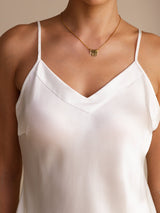 [Vit] SilkSilky-SE Spaghetti Strap V Neck Cami Toppar 003