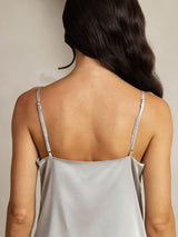 [Silver] SilkSilky-SE Spaghetti Strap Cowl Neck Cami Toppar 005