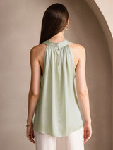 [Ljusgrön] SilkSilky-SE Sleeveless Halter Dam T-Shirt 002