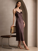 [Kaffe] SilkSilky-SE Spaghetti Strap V Neck Klänning 007