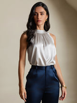 [Ljusgrå] SilkSilky-SE Sleeveless Halter Dam T-Shirt 001