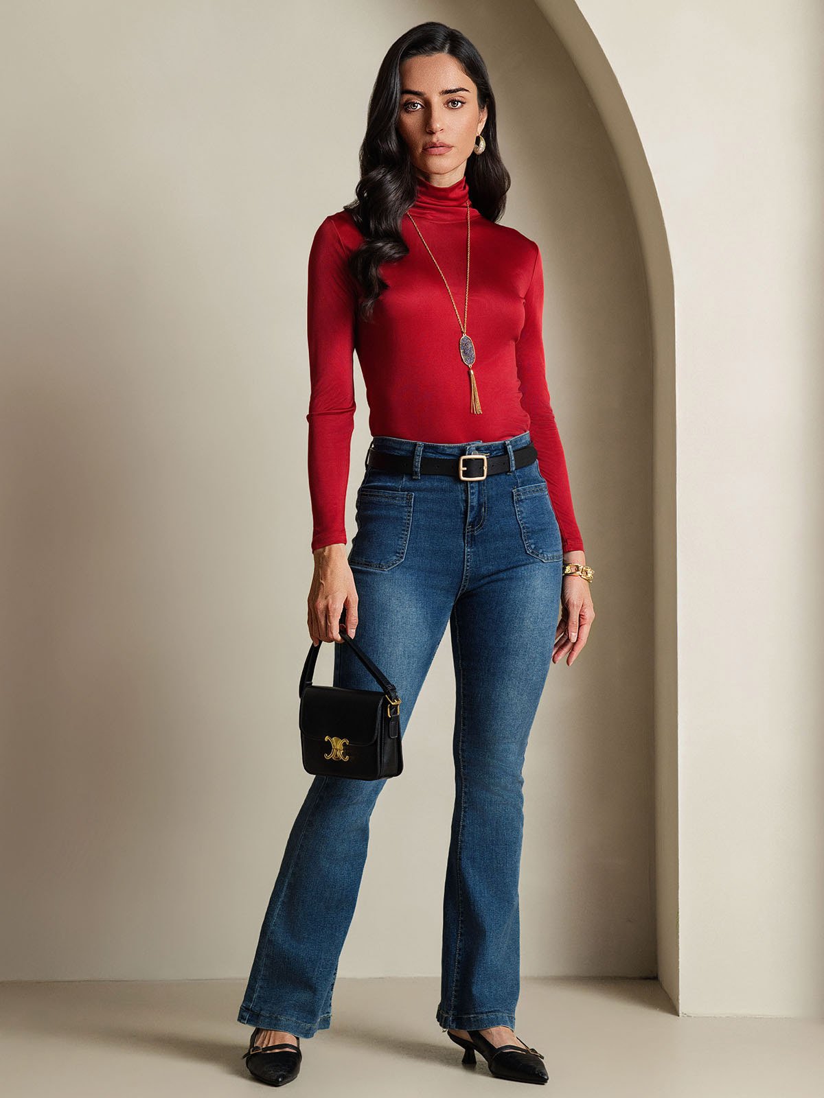 [Vin] SilkSilky-SE Lång Ärm Polotröja Dam T-Shirt 007