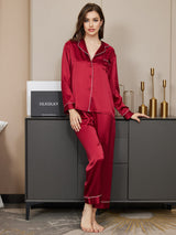 [Mörkröd] SilkSilky-SE Long Sleeve Lapel Collar Dam Pyjama 004