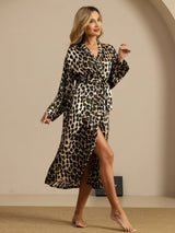 [Leopard] SilkSilky-SE Lång Ärm Dam Morgonrock 004