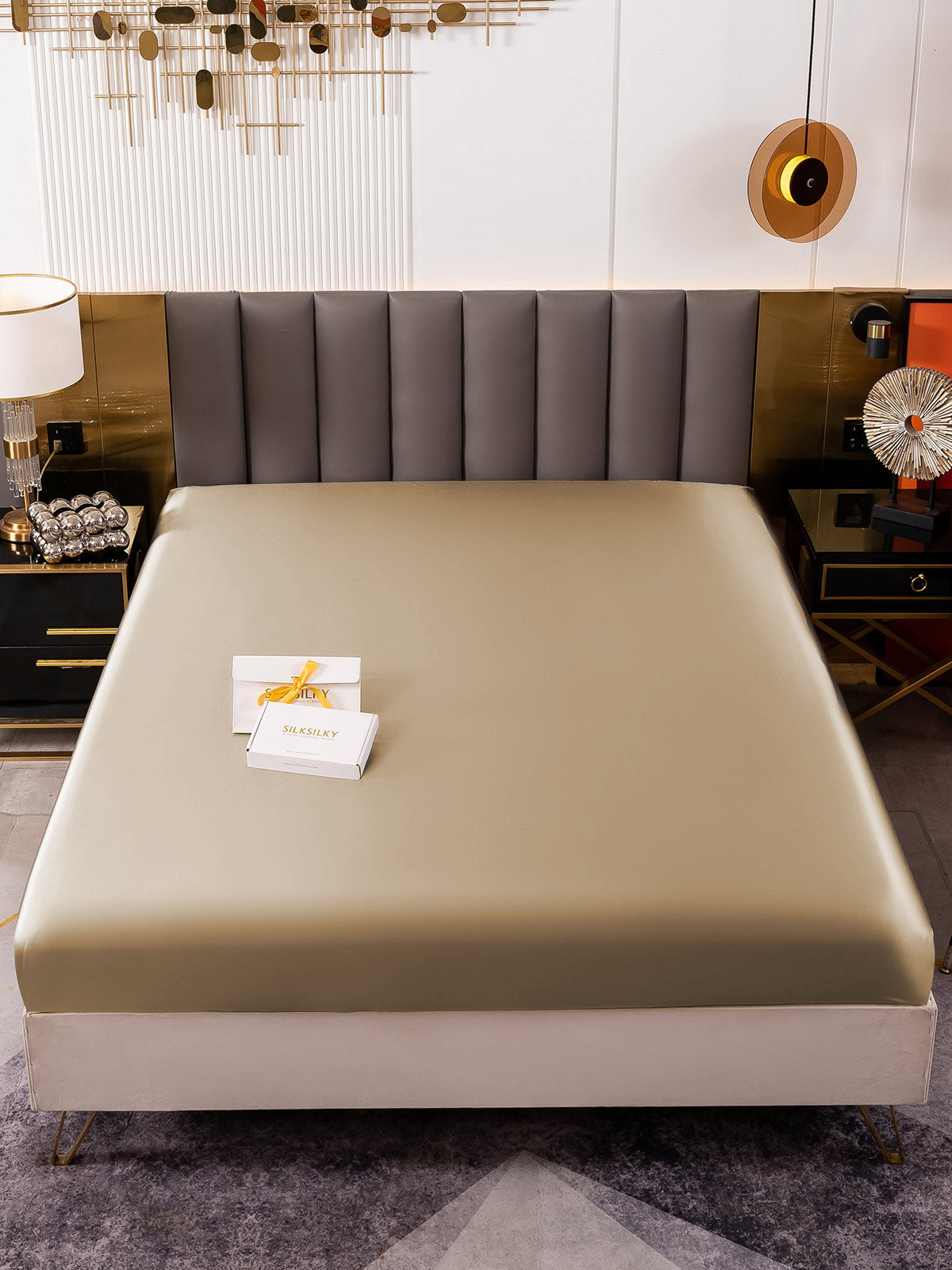 [Beige] SilkSilky-SE 22Momme Rent Silke Sheet 001,