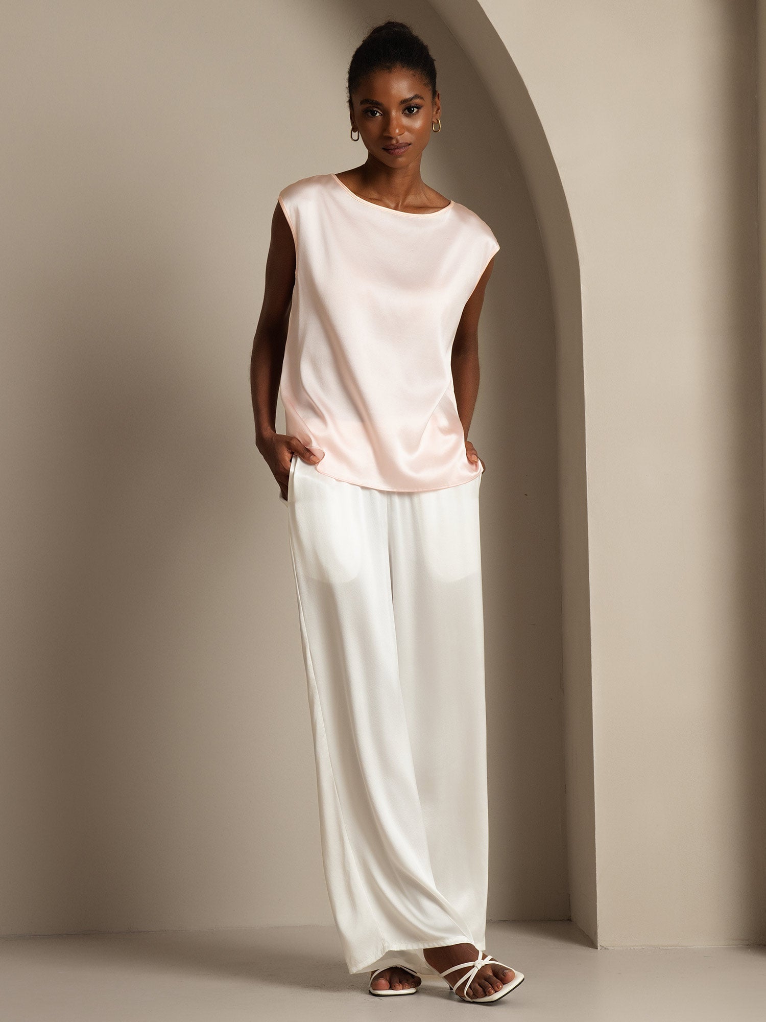 [Rosa] SilkSilky-SE 19Momme Silke Womens T-Shirt 006,