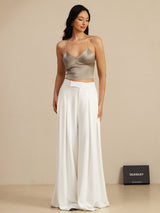 [Kaki] SilkSilky-SE Spaghetti Strap V Neck Cami Toppar 009