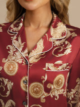 [Vinröd Drake] SilkSilky-SE Long Sleeve Lapel Collar Dam Pyjama 004