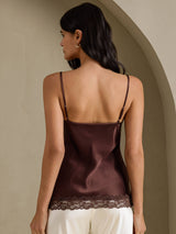[Brun] SilkSilky-SE Spaghetti Strap V Neck Cami Toppar 002