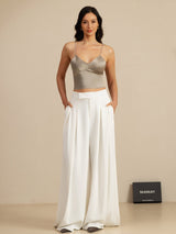 [Kaki] SilkSilky-SE Spaghetti Strap V Neck Cami Toppar 008