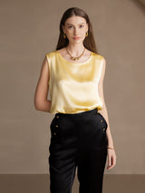 [Ljusgul] SilkSilky-SE Sleeveless Round Neck Cami Toppar 004