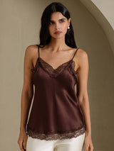[Brun] SilkSilky-SE Spaghetti Strap V Neck Cami Toppar 006