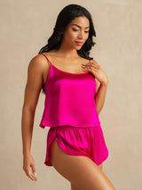 [Rosröd] SilkSilky-SE Spaghetti Strap Camisole Set 003