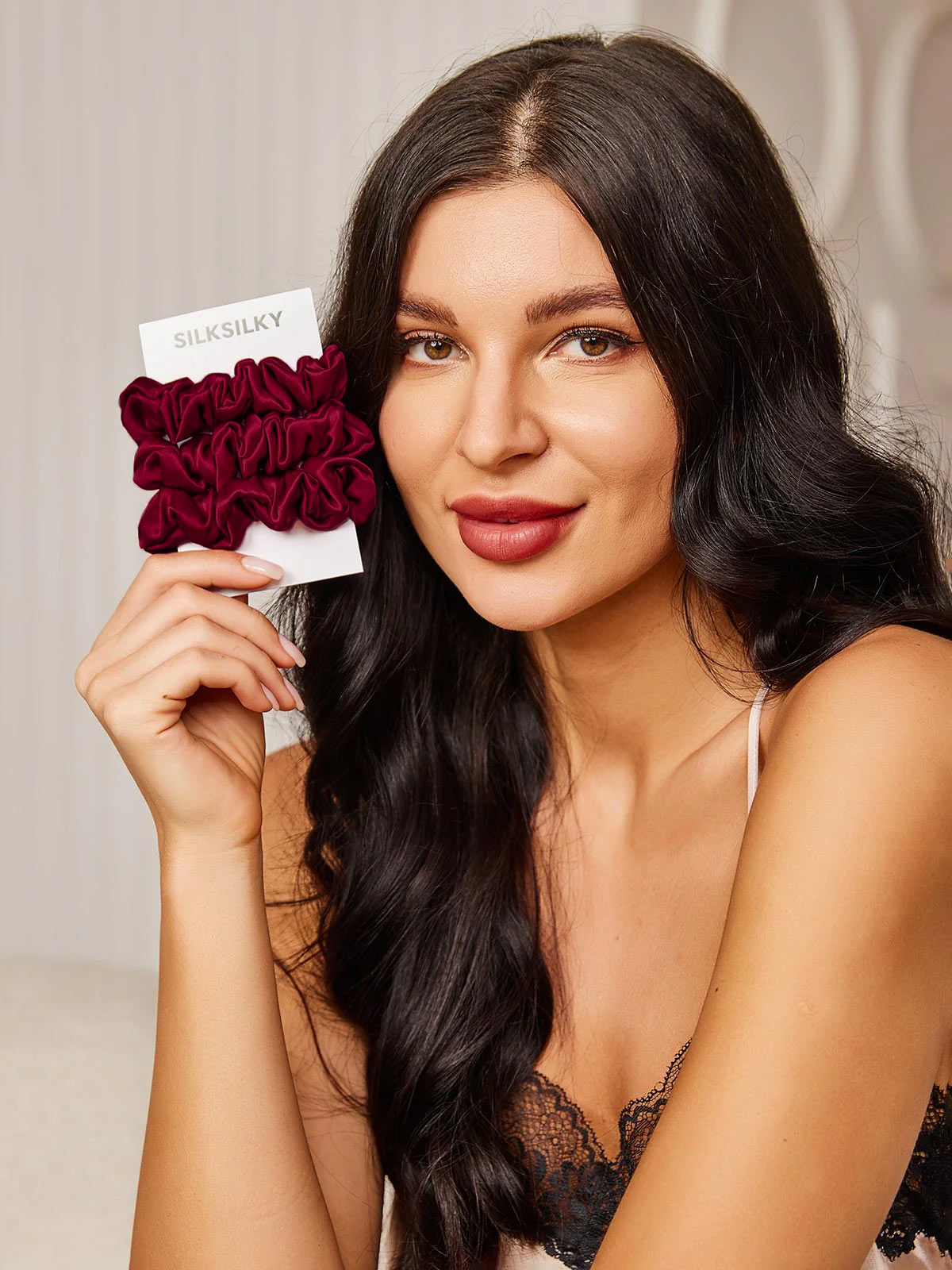 [Fuchsia] SilkSilky-SE 19Momme Rent Silke Scrunchie 002