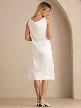 [Vit] SilkSilky-SE Sleeveless Cowl Neck Klänning 002