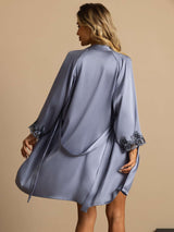 [Stålblå] SilkSilky-SE Rent Silke Spaghetti Rem Womens Pajamas 002