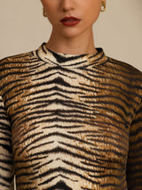 [Tiger] SilkSilky-SE Lång Ärm Mockkrage Dam T-Shirt 006