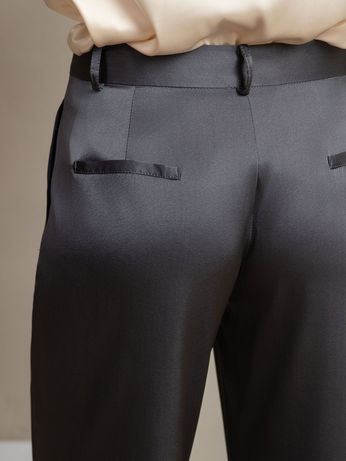 [Mörkgrå] SilkSilky-SE 19Momme Silke Womens Pants 004