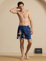 [Mörkblå] SilkSilky-SE 19Momme Mens Sleep Bottoms 006