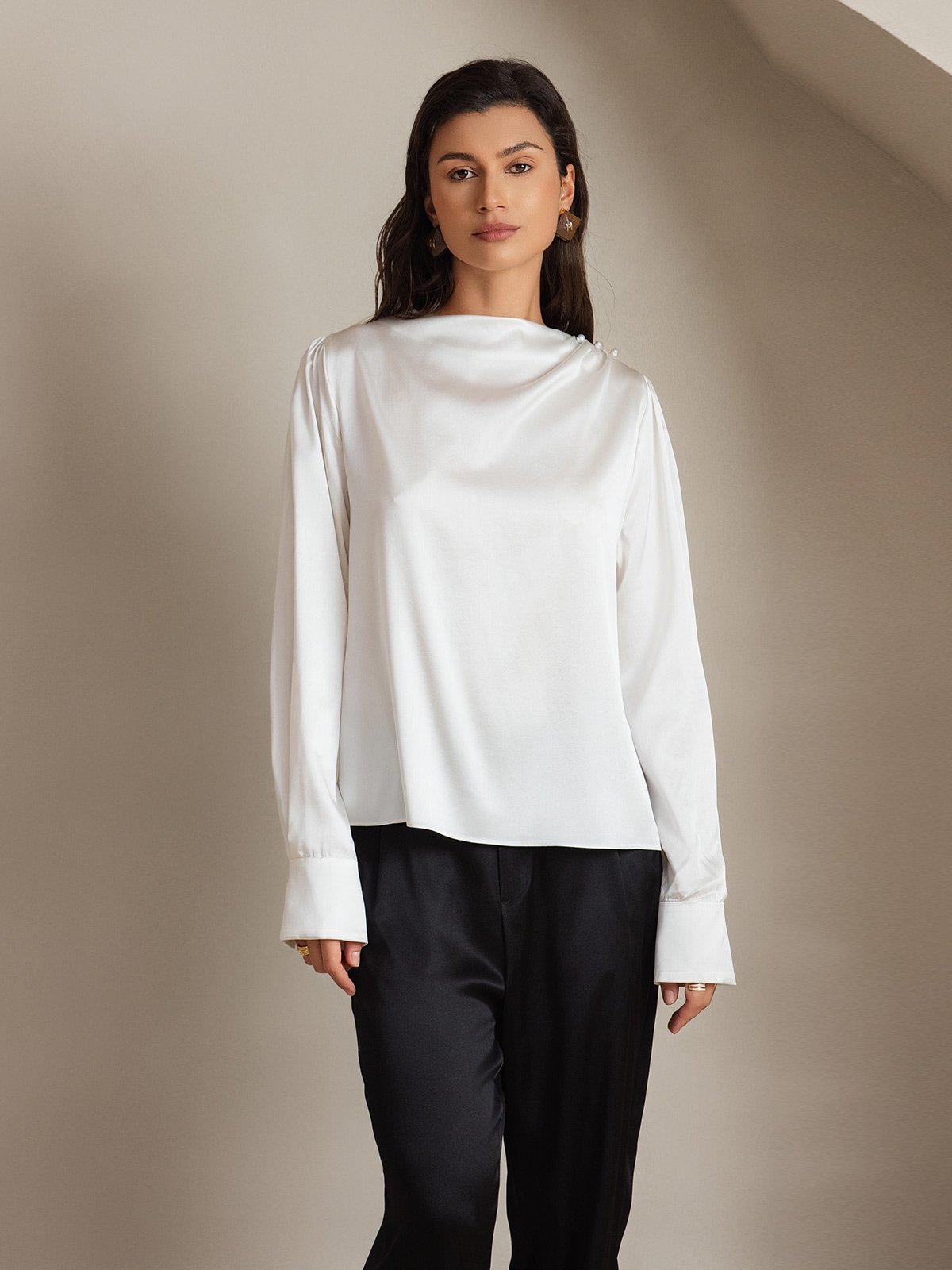 [Vit] SilkSilky-SE 19Momme Silke Womens Shirt 006