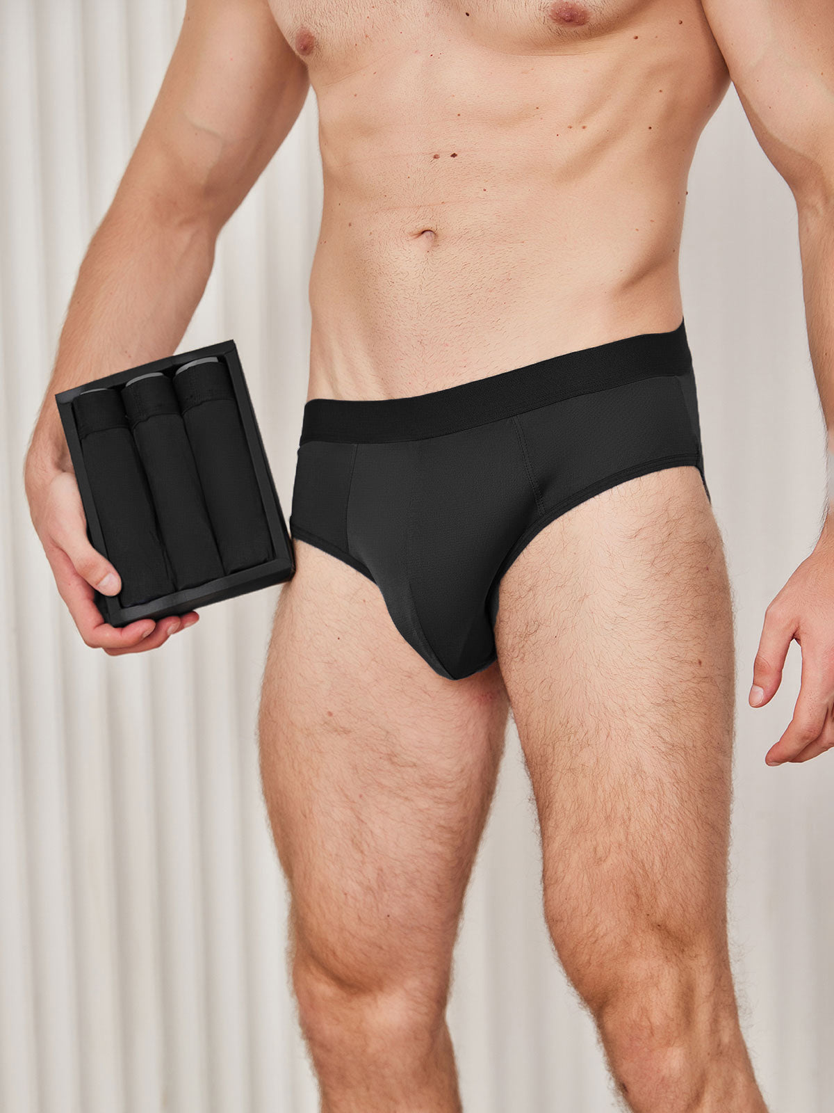 [Svart] SilkSilky-SE Rent Silke Mens Underwear 001