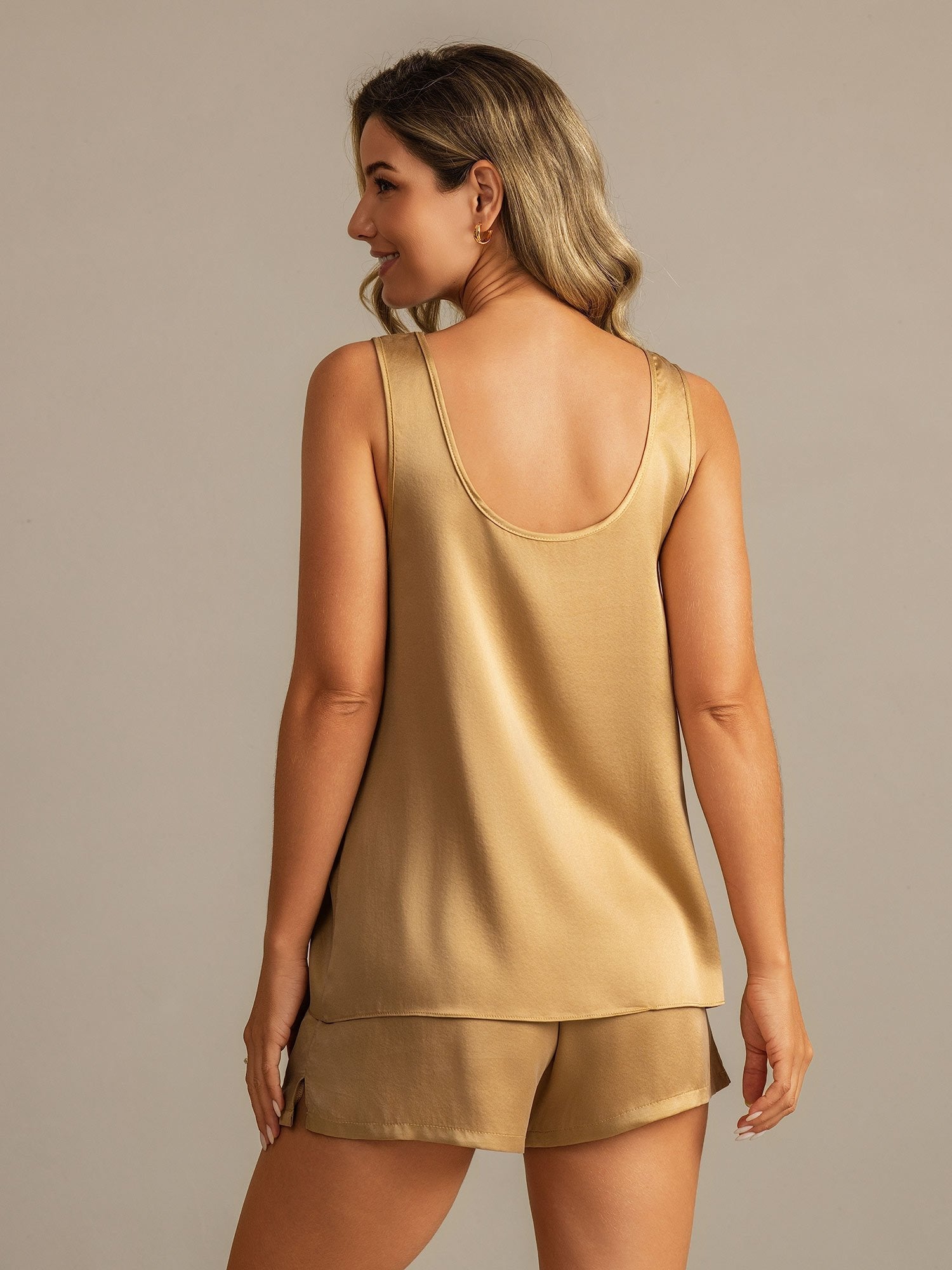 [Tan] SilkSilky-SE 19Momme Silke Womens Pajamas 002