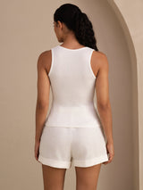 [Vit] SilkSilky-SE Sleeveless Deep V Neck Cami Toppar 002
