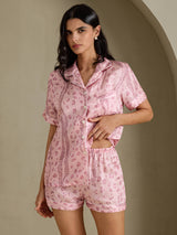 [Rosa Leopard] SilkSilky-SE Short Sleeve Notch Collar Dam Pyjama 003