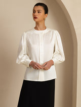 [Vit] SilkSilky-SE 19Momme Long Sleeve Round Neck Blus 001