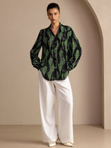 [Svart Mossa] SilkSilky-SE Long Sleeve Lapel Collar Blus 004