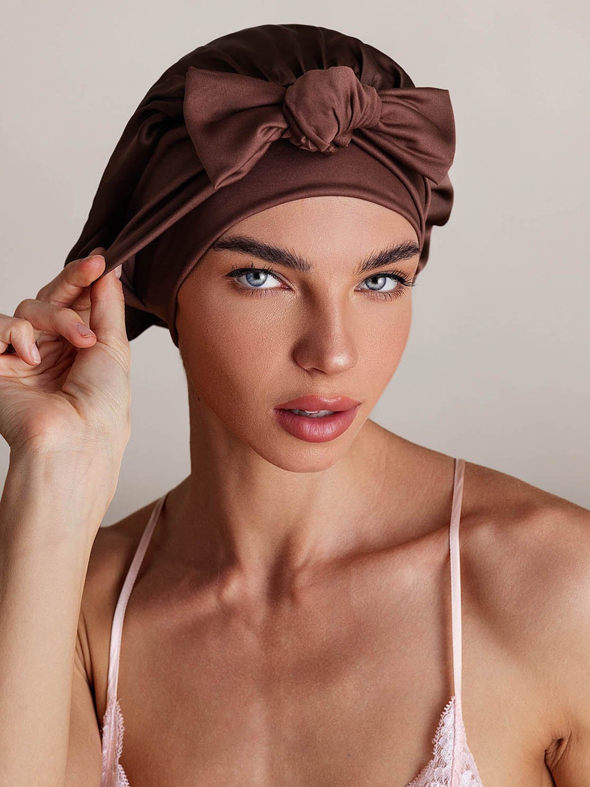 SilkSilky-SE Rent Silke Sleep Cap Kaffe 001