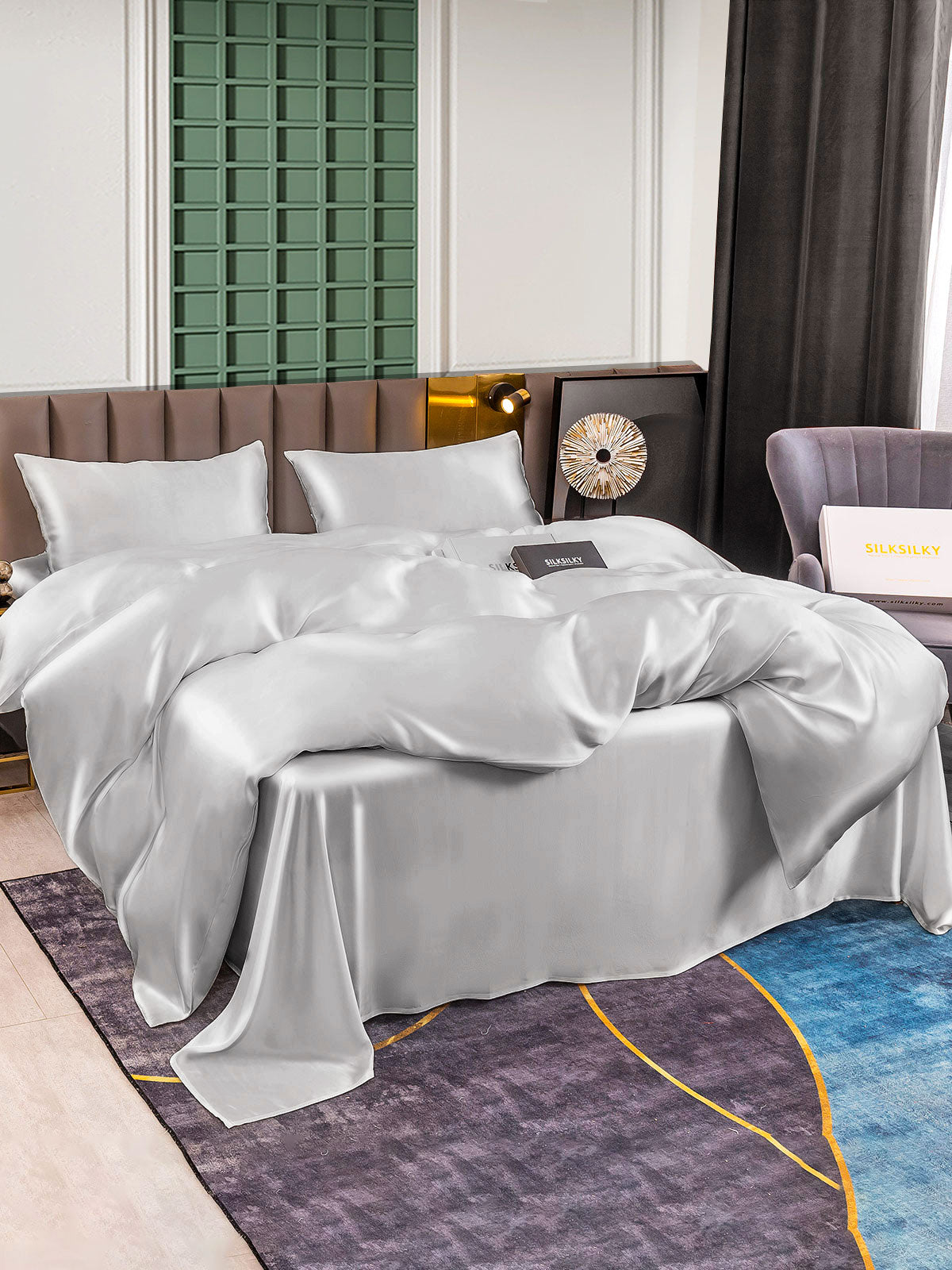 [Silver] SilkSilky-SE 25Momme Rent Silke Bedding Set 003