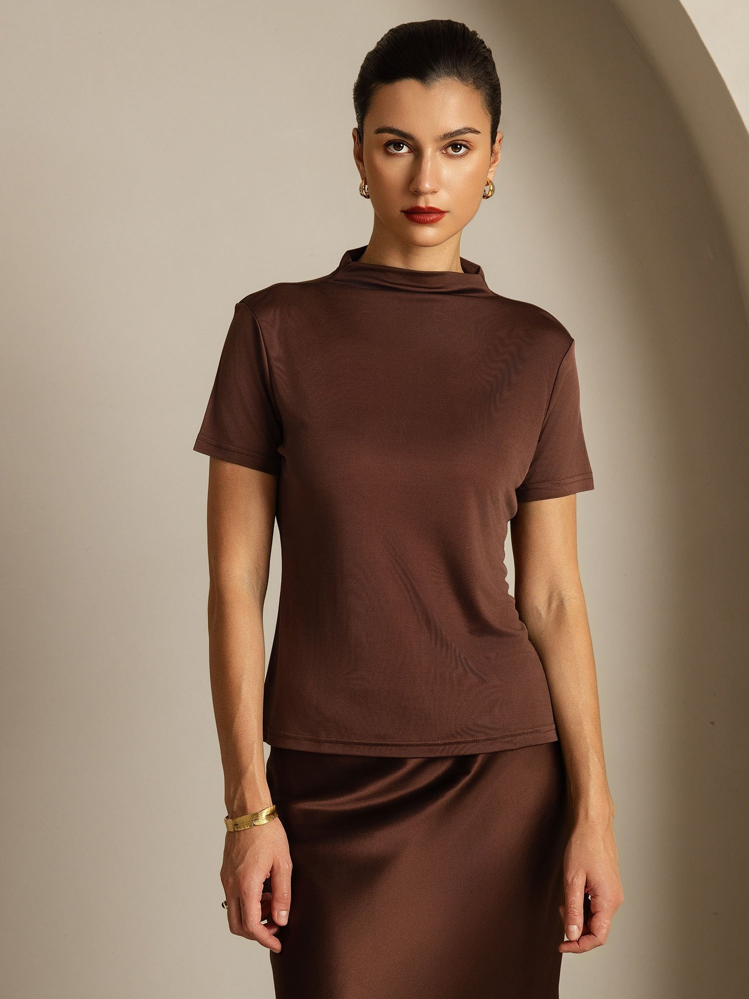 [Kaffe] SilkSilky-SE Rent Silke Krage Dam T-Shirt 003